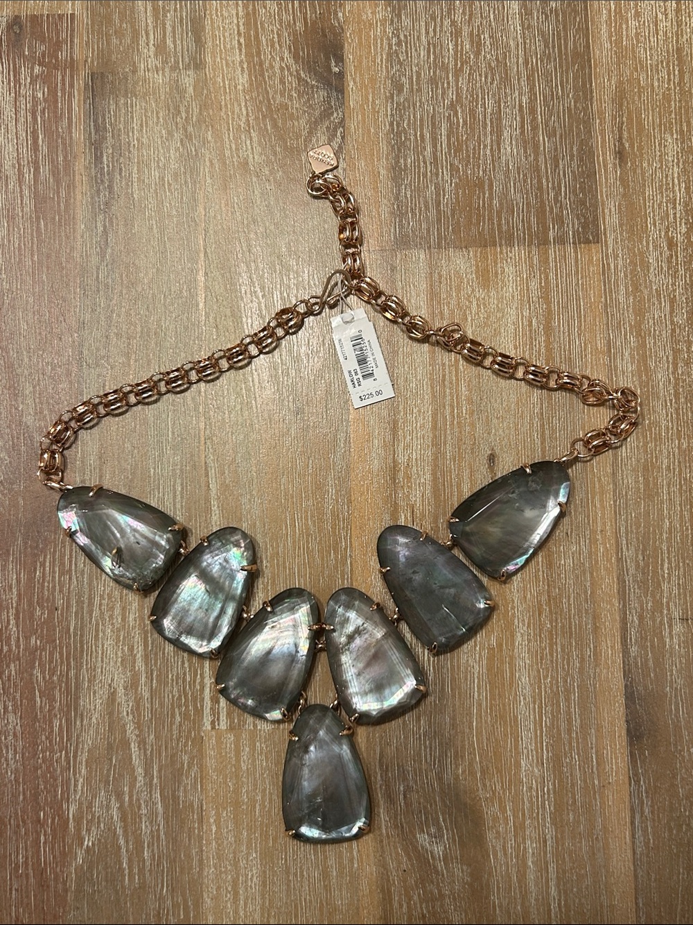 NWT- Kendra Scott Statement Iridescent Gray Shell Pendant Necklace -